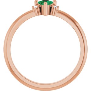 14K Rose Gold Natural Emerald & .015 CTW Natural Diamond Ring
