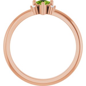 14K Rose Gold Natural Peridot & .015 CTW Natural Diamond Ring