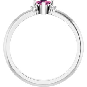 14K White Gold Natural Pink Tourmaline & .015 CTW Natural Diamond Ring
