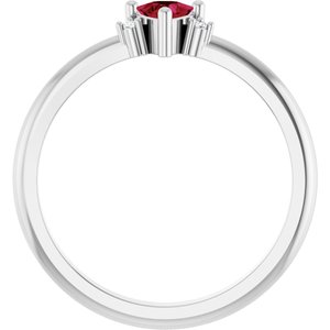 14K White Gold Natural Ruby & .015 CTW Natural Diamond Ring
