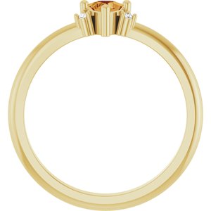 14K Yellow Gold Natural Citrine & .015 CTW Natural Diamond Ring