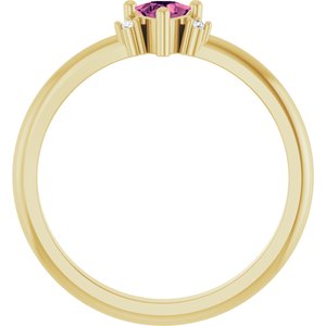 14K Yellow Gold Natural Pink Tourmaline & .015 CTW Natural Diamond Ring