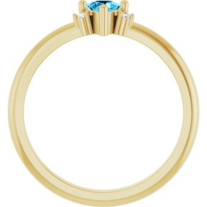 14K Yellow Gold Natural Aquamarine & .015 CTW Natural Diamond Ring