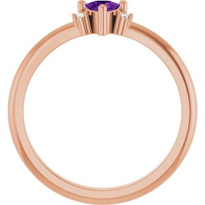 14K Rose Gold Natural Amethyst & .015 CTW Natural Diamond Ring