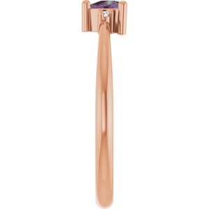 14K Rose Gold Lab-Grown Alexandrite & .015 CTW Natural Diamond Ring