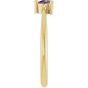 14K Yellow Gold Lab-Grown Alexandrite & .015 CTW Natural Diamond Ring