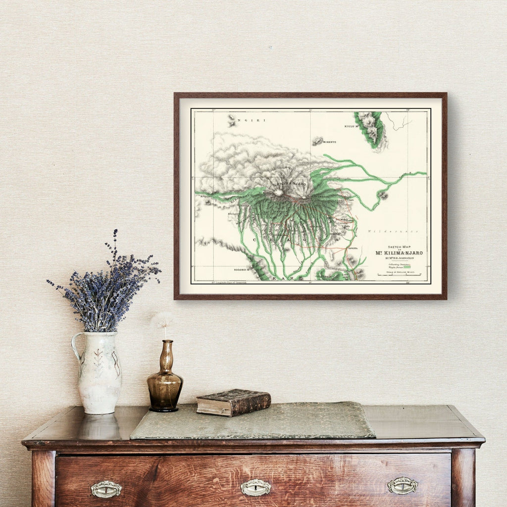 Vintage Mount Kilimanjaro Map 1885