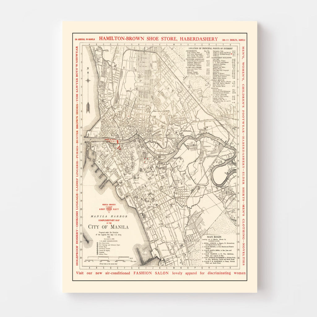 Vintage Map of Manila, Philippines 1938
