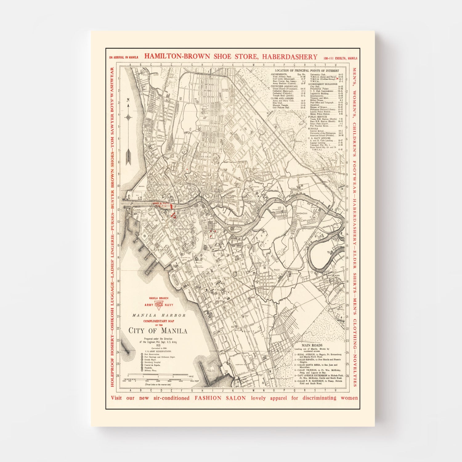 Vintage Map of Manila, Philippines 1938