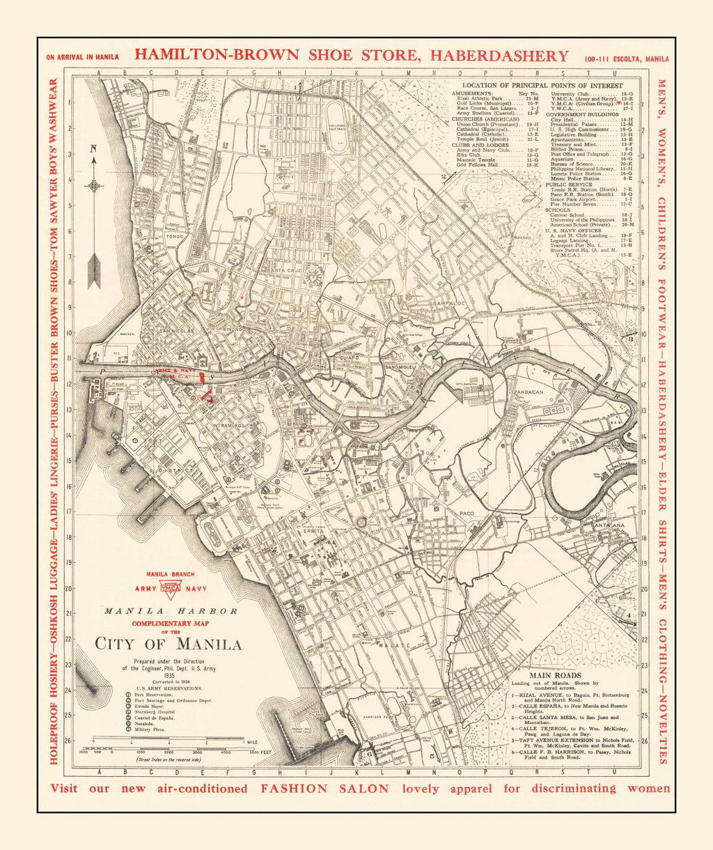 Vintage Map of Manila, Philippines 1938