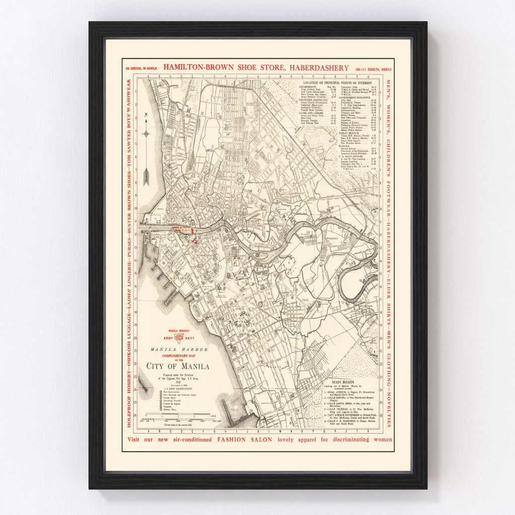 Vintage Map of Manila, Philippines 1938