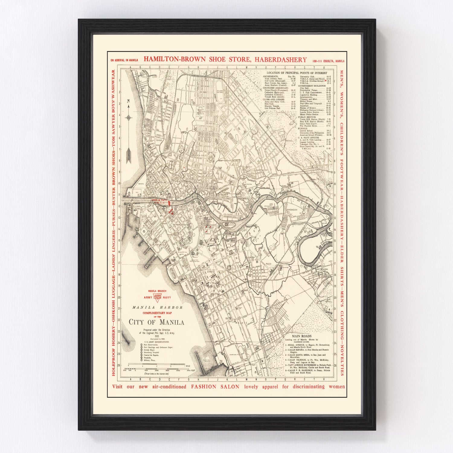 Vintage Map of Manila, Philippines 1938