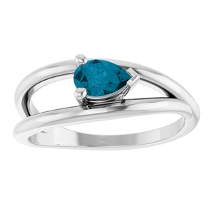 14K White Gold Natural London Blue Topaz Negative Space Ring