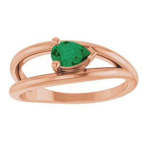 14K Rose Gold Lab-Grown Emerald Negative Space Ring