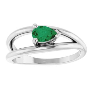 Sterling Silver Lab-Grown Emerald Negative Space Ring