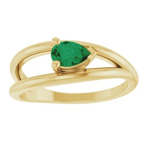 14K Yellow Gold Lab-Grown Emerald Negative Space Ring