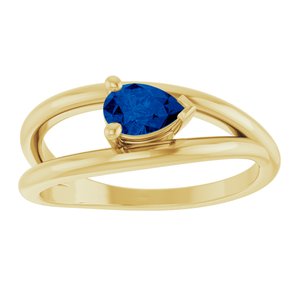 14K Yellow Gold Lab-Grown Blue Sapphire Negative Space Ring