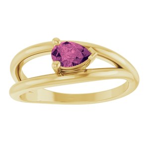 14K Yellow Gold Natural Pink Tourmaline Negative Space Ring