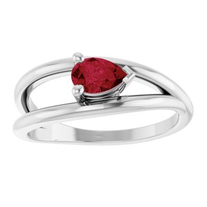 14K White Gold Lab-Grown Ruby Negative Space Ring