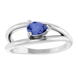 Sterling Silver Natural Tanzanite Negative Space Ring