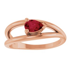 14K Rose Gold Lab-Grown Ruby Negative Space Ring