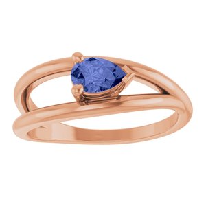 14K Rose Gold Natural Tanzanite Negative Space Ring