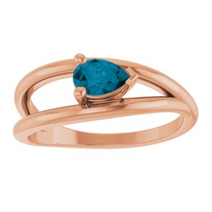 14K Rose Gold Natural London Blue Topaz Negative Space Ring