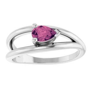Platinum Natural Pink Tourmaline Negative Space Ring