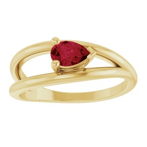 14K Yellow Gold Lab-Grown Ruby Negative Space Ring