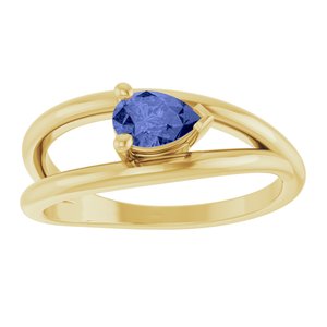 14K Yellow Gold Natural Tanzanite Negative Space Ring