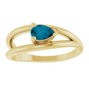 14K Yellow Gold Natural London Blue Topaz Negative Space Ring