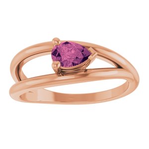 14K Rose Gold Natural Pink Tourmaline Negative Space Ring