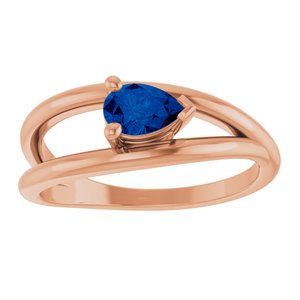 14K Rose Gold Lab-Grown Blue Sapphire Negative Space Ring