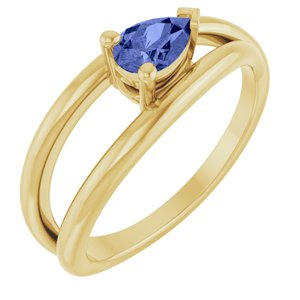 14K Yellow Gold Natural Tanzanite Negative Space Ring