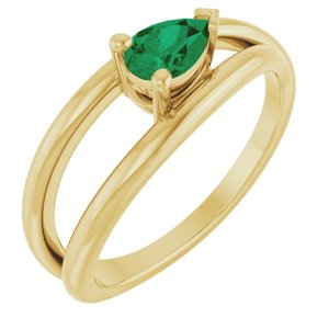 14K Yellow Gold Lab-Grown Emerald Negative Space Ring