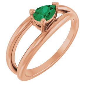 14K Rose Gold Lab-Grown Emerald Negative Space Ring