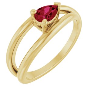 14K Yellow Gold Lab-Grown Ruby Negative Space Ring