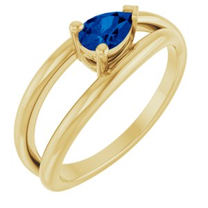 14K Yellow Gold Lab-Grown Blue Sapphire Negative Space Ring