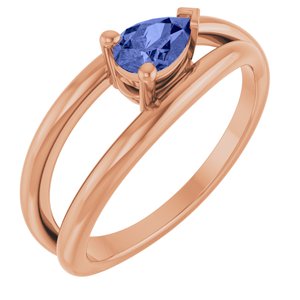 14K Rose Gold Natural Tanzanite Negative Space Ring