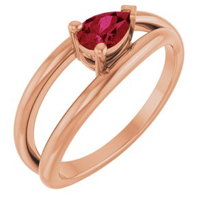 14K Rose Gold Lab-Grown Ruby Negative Space Ring