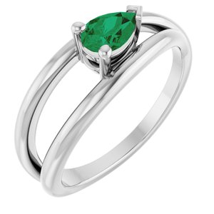 14K White Gold Lab-Grown Emerald Negative Space Ring