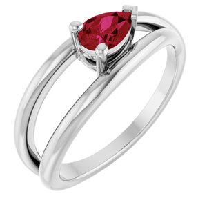 Sterling Silver Lab-Grown Ruby Negative Space Ring