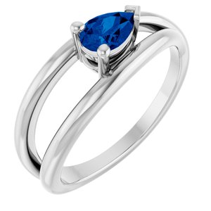Platinum Lab-Grown Blue Sapphire Negative Space Ring