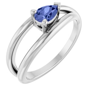 Sterling Silver Natural Tanzanite Negative Space Ring