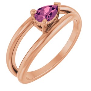 14K Rose Gold Natural Pink Tourmaline Negative Space Ring