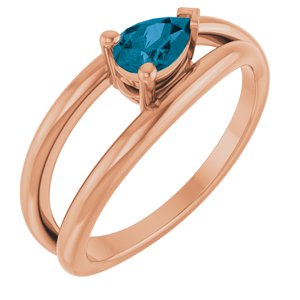 14K Rose Gold Natural London Blue Topaz Negative Space Ring