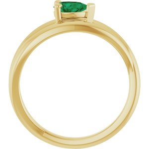 14K Yellow Gold Lab-Grown Emerald Negative Space Ring
