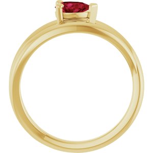 14K Yellow Gold Lab-Grown Ruby Negative Space Ring