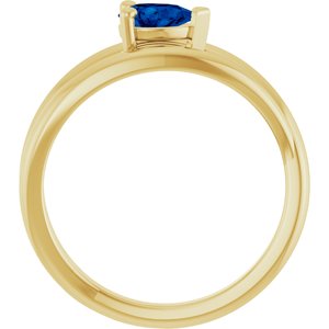 14K Yellow Gold Lab-Grown Blue Sapphire Negative Space Ring