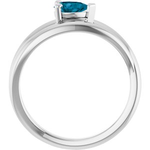 Platinum Natural London Blue Topaz Negative Space Ring